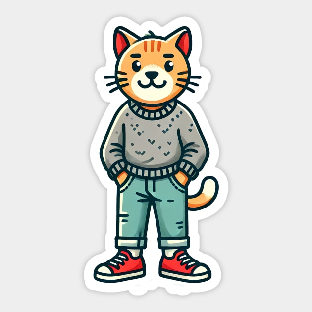 Funny Chilled Cat, Love Cats Sticker by logiamerch